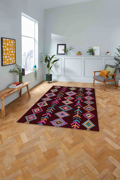 Napoli Home Digital Printed Nordic Patterned Washable Non-Slip Runner Kitchen Living Room Carpet