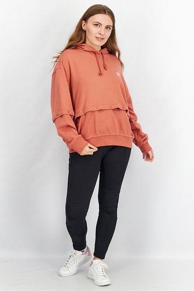 adidas Women Sportwear Fit Long Sleeve Outdoor Hooded Sweatshirt, Rust