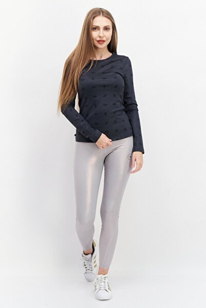 adidas قميص رياضي نسائي بأكمام طويلة للخارج، رمادي غامق