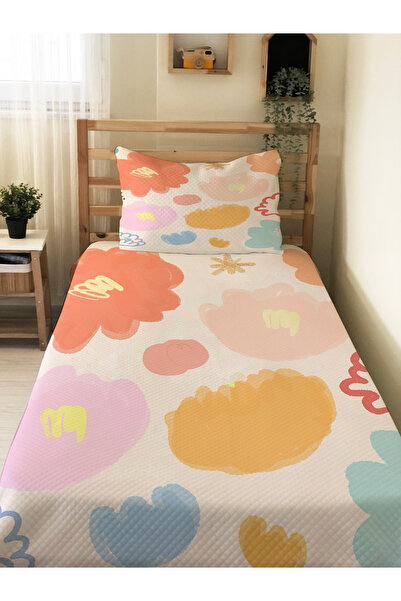 Evmila Çiçek Desen  Bebek Ve Çocuk Baskılı Tek Kişilik Pike Takımı 160x230