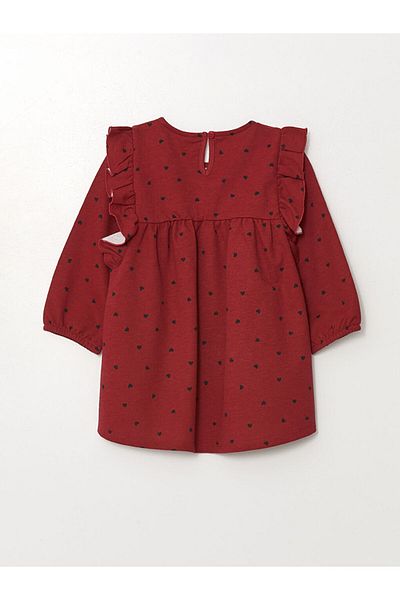 LC Waikiki Crew Neck Long Sleeve Printed Girl's Dress