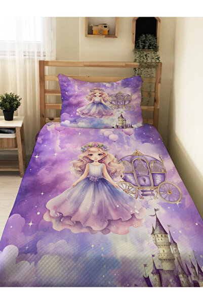 Evmila Prenses Desen  Bebek Ve Çocuk Baskılı Tek Kişilik Pike Takımı 160x230