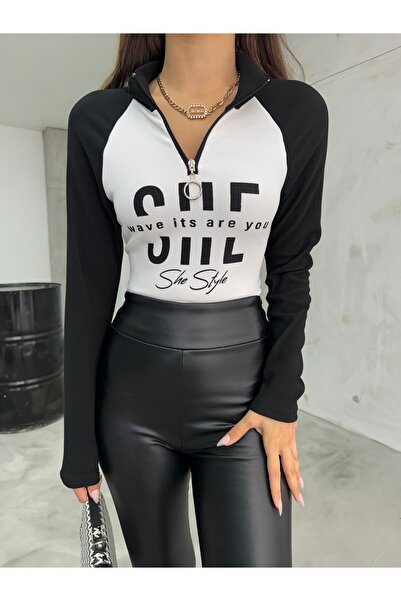 BİKELİFE Γυναικεία Οθωμανική Μπλούζα Ειδικού Σχεδιασμού με γιακά με φερμουάρ