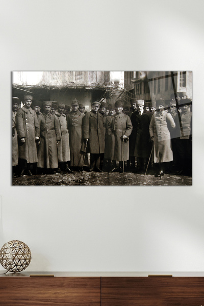 Vosevu Atatürk ve Savaş Ordusu Cam Tablo, Modern Ev Ofis Dekoru, Hediyelik Du...