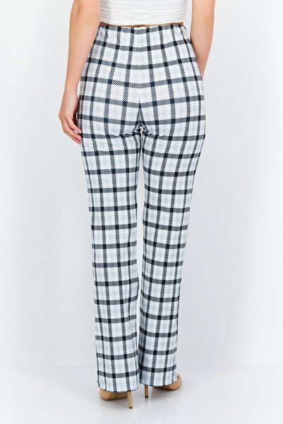 Stussy Women Checkered Straight Leg Pants, Grey Combo