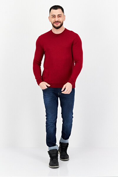 Club Room Men Crew Neck Knitted Long Sleeve Sweater, Red Heather