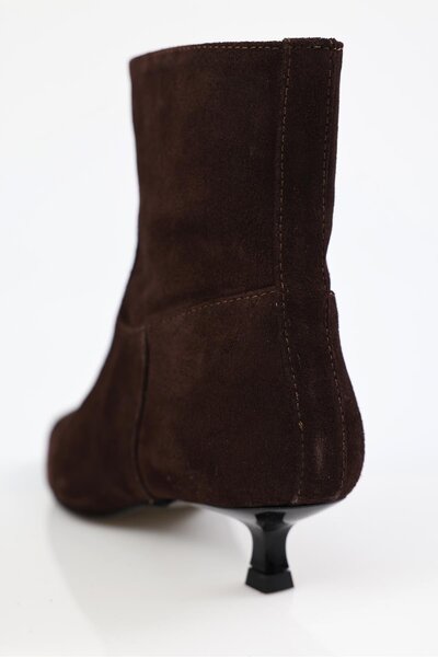 5in1Canpolat Καφέ Μίνι Μπότες με τακούνι 24214