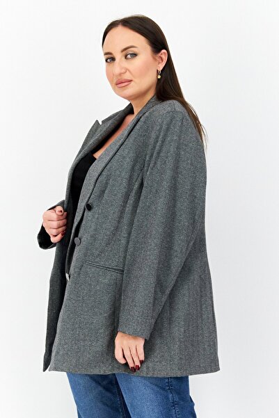 Bar III Women Plus Size Solid Blazer, Silver Combo