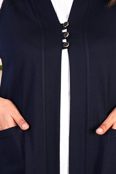 Ferace Women's Large Size Hijab Vest Flexible Vest with Buttons and Pockets