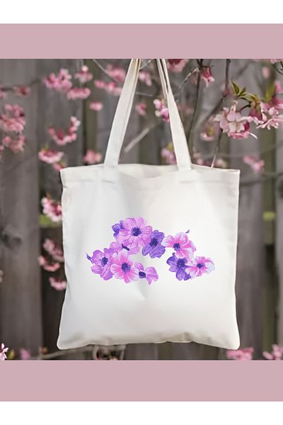Cemira Purple Flower Violet Tote Bag Geantă de stofa