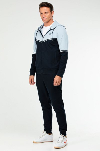 speedlife Navy Blue Regular Cotton Hooded Men's Tracksuit Set Xa1770