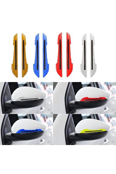 jetfast Red Colored 2 Pieces Right and Left Car Mirror - Crash Protector Reflective Strip