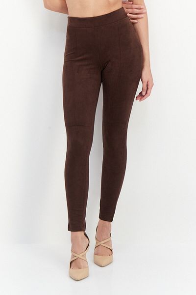 Esprit Women Textured Pull On Pants, Dark Brown