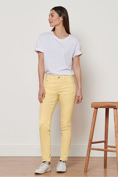 Tchibo Women Slim Fit Solid Non Stretchable Chino Pants, Yellow