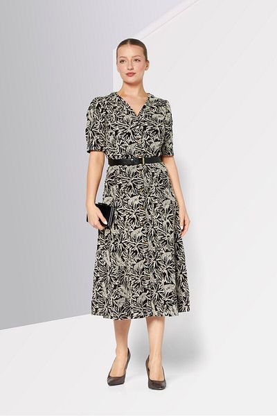 Michael Kors Women Embroidered Midi Casual Dress, Black