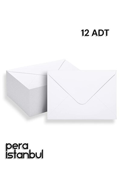 Pera İstanbul 12 Adet 13*18 Beyaz Davetiye Lüks Tebrik Kartı Mektup Mühür Cüzdan Büyük Kapasiteli Torba Zarf