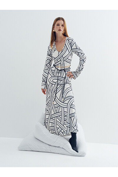 Nocturne Monokrom Desenli Elbise