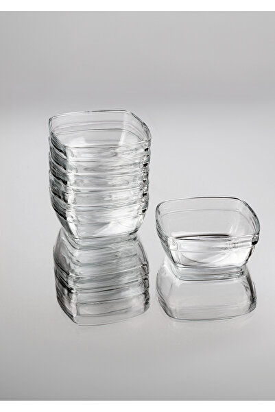 Glassco 48'li Kare Sütlaç Kare Cam Kase Tatlı Puding Kasesi Cam Sunum