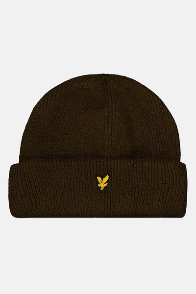 Lyle & Scott Men Brand Logo Beanie, Dark Olive