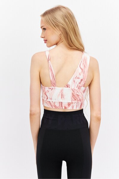 Style Not Size x Jenni Women Asymmetrical Neck Sleeveless Marble Printed Top, Dark Pink