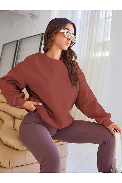 COMBİNE MİCHAİL Γυναικείο φούτερ Dusty Rose Soft Crew Neck Oversize