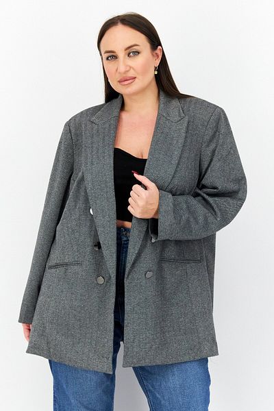Bar III Women Plus Size Solid Blazer, Silver Combo