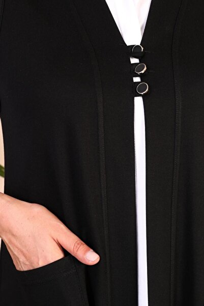 Ferace Women's Large Size Hijab Vest Flexible Vest with Buttons and Pockets