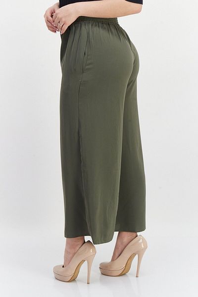 French Connection Women Wide Leg Plain Palazzo Pants, Olive