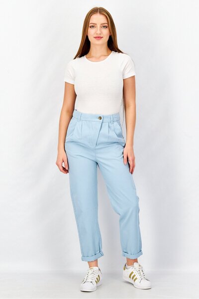 Esprit Women Regular Fit Solid Pant, Blue