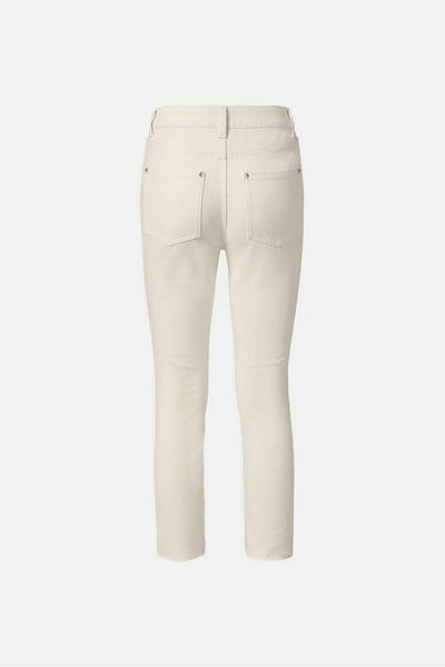 Tchibo Women Straight Fit Plain Straight Leg Pants, Cream