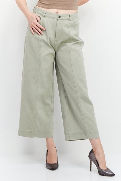 Esprit Womens Regular Fit Plain Wide Leg Pants, Grey