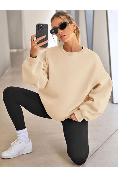 COMBİNE MİCHAİL Hanorac oversize pentru damă cu gât crew - BEI