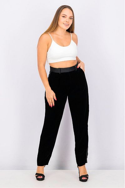 Emporio Armani Women Regular Fit High Rise Solid Pants, Velvet Black
