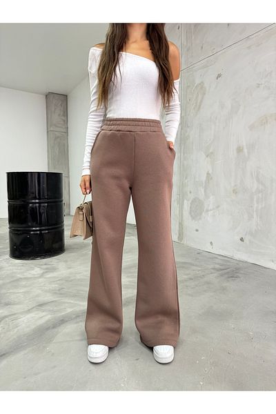 BİKELİFE Elastische Damen-Jogginghose mit hoher Taille und drei Fäden