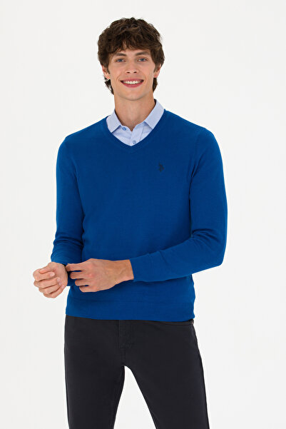 U.S. Polo Assn. Erkek Saks V Yaka Kazak 50275819-VR045