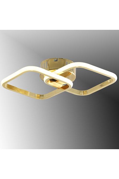 TT AYDINLATMA Tt405-2-Fsr French Yellow Coated - 2-Piece Square Led Chandelier (Daylight)