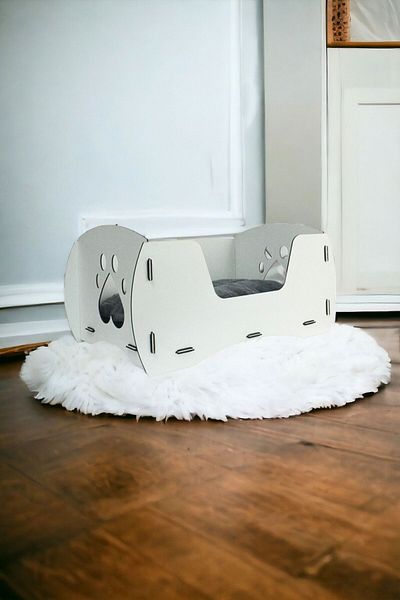 Pandogo Cat Bed Wooden White Color Model 6