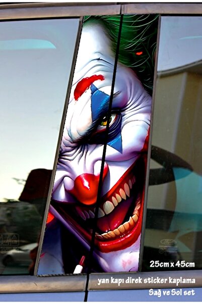Quick Garaj Psikopat Joker Sticker Yan Kapı Direk Kaplama 2li Sol Sağ Takım Y...