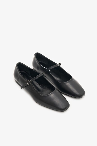 Louis Cardy Oriana Black Genuine Leather Women's Ballerinas