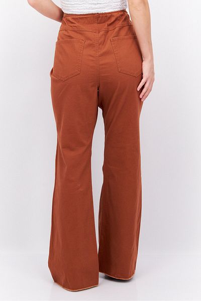 Tinseltown Women Plus Size High Rise Solid Stretchable Flared Pants, Brown