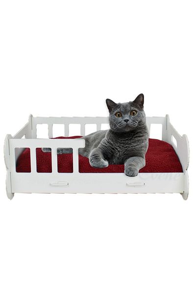 Evene Large Cat Bed Decorative Wooden Durable White Color Bone Model