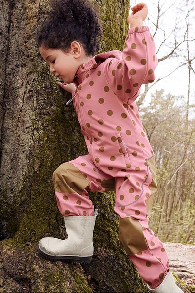 Tchibo Toddlers Girl Polka Dots Overall Rain Jacket, Pink