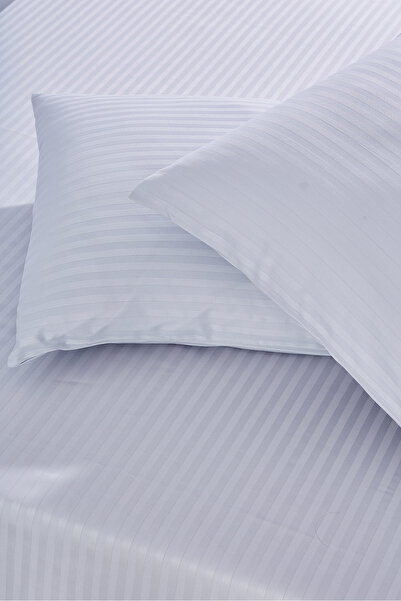 Komfort Home Single Striped Cotton Satin Sheet Set / Light Gray