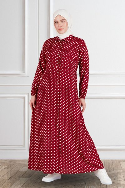 Ferace Large Size Crispy Patterned Summer Hijab Dress