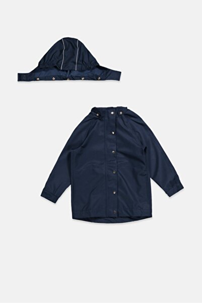 Tchibo Kids Boy Hooded Long Sleeve Plain Rain Jacket, Navy