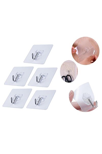 jetfast Self Adhesive Transparent Hanger Metal Hook Hanger 10 Pcs