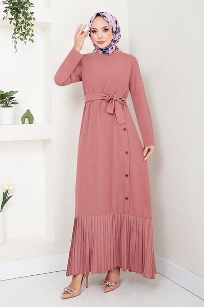ModaMerve Φόρεμα με πλισέ Dusty Rose - 2398HBS932-M