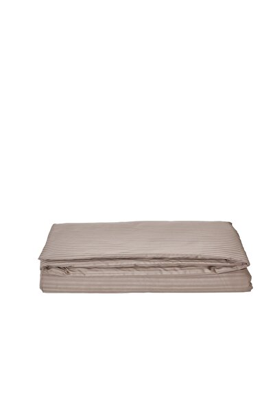 Komfort Home غطاء لحاف لحاف قطن ساتين مخطط مزدوج / بني حليبي