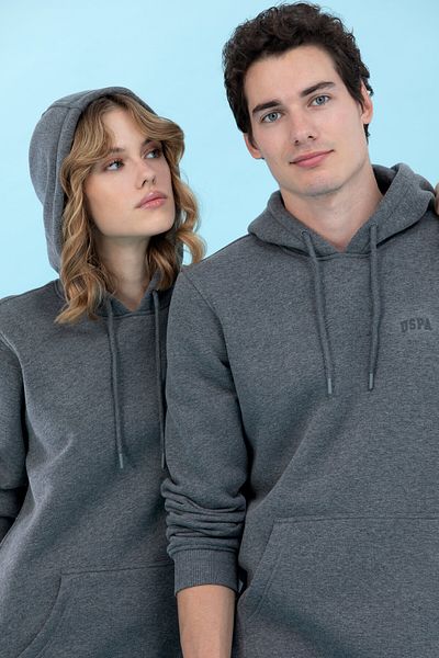 U.S. Polo Assn. Hanorac de bază cu glugă Antracit Melange 50273935 -VR081