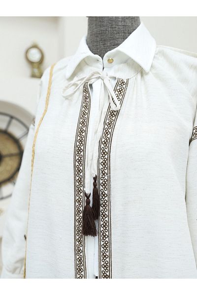 Modamorfo Kimono mit Stickerei-Detail – Stein